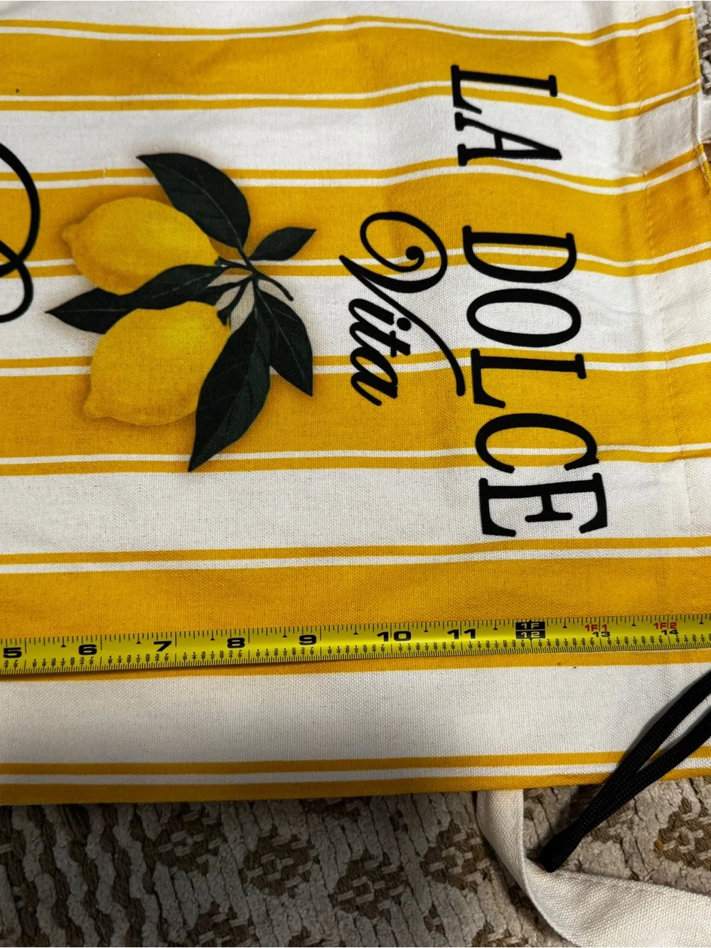 Brand New from Italy! La Dolce Vita Roma Yellow Stripe Zippered Tote Bag